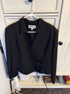 Black Wrap-Style Blazer Jacket